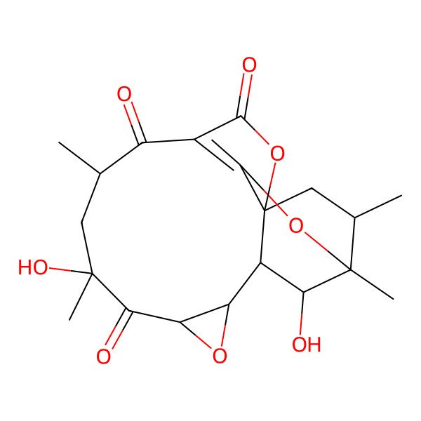 2D Structure of 2,8-Dihydroxy-1,8,10,17-tetramethyl-5,14,18-trioxapentacyclo[10.5.2.03,15.04,6.015,19]nonadec-12(19)-ene-7,11,13-trione