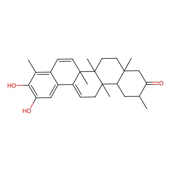 2D Structure of (2R,4aS,6aS,6bS,14aS,14bR)-10,11-dihydroxy-2,4a,6a,6b,9,14a-hexamethyl-2,4,5,6,14,14b-hexahydro-1H-picen-3-one