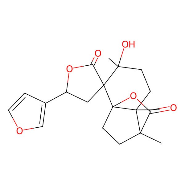 2D Structure of (1S,2R,3S,5'R,6R,7R)-5'-(furan-3-yl)-3-hydroxy-3,6,7-trimethylspiro[9-oxatricyclo[5.2.2.01,6]undecane-2,3'-oxolane]-2',8-dione