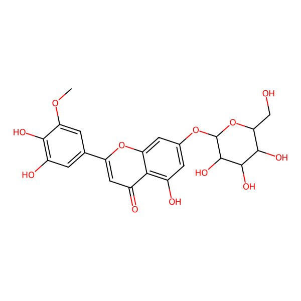 2D Structure of 2-(3,4-dihydroxy-5-methoxyphenyl)-5-hydroxy-7-[(2S,3R,4S,5S,6S)-3,4,5-trihydroxy-6-(hydroxymethyl)oxan-2-yl]oxychromen-4-one