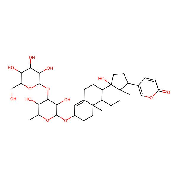 2D Structure of 5-[3-[3,5-Dihydroxy-6-methyl-4-[3,4,5-trihydroxy-6-(hydroxymethyl)oxan-2-yl]oxyoxan-2-yl]oxy-14-hydroxy-10,13-dimethyl-1,2,3,6,7,8,9,11,12,15,16,17-dodecahydrocyclopenta[a]phenanthren-17-yl]pyran-2-one