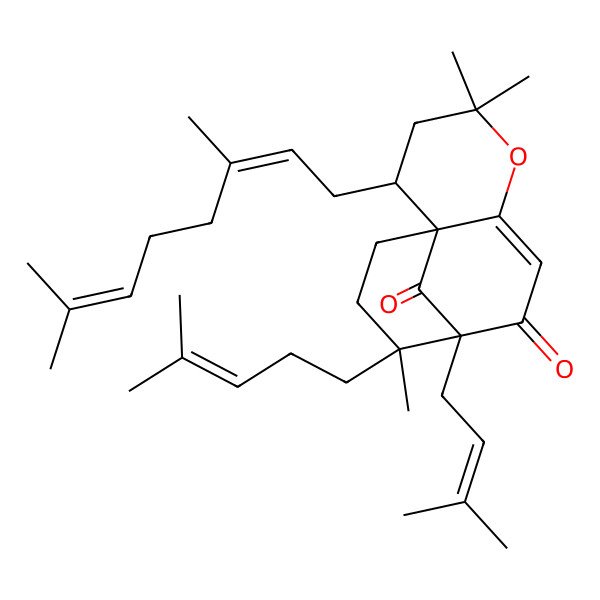 2D Structure of 2-(3,7-Dimethylocta-2,6-dienyl)-4,4,10-trimethyl-9-(3-methylbut-2-enyl)-10-(4-methylpent-3-enyl)-5-oxatricyclo[7.3.1.01,6]tridec-6-ene-8,13-dione
