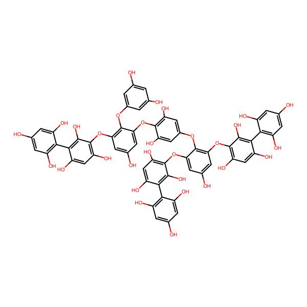 2D Structure of 2-[3-[2,6-Dihydroxy-4-[4-hydroxy-2,6-bis[2,4,6-trihydroxy-3-(2,4,6-trihydroxyphenyl)phenoxy]phenoxy]phenoxy]-2-(3,5-dihydroxyphenoxy)-5-hydroxyphenoxy]-4-(2,4,6-trihydroxyphenyl)benzene-1,3,5-triol