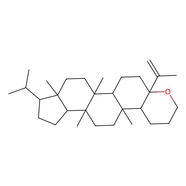 2D Structure of (1S,5R,6R,9R,10S,13R,14S,19R)-2,5,10,13-tetramethyl-6-propan-2-yl-19-prop-1-en-2-yl-18-oxapentacyclo[11.8.0.02,10.05,9.014,19]henicosane