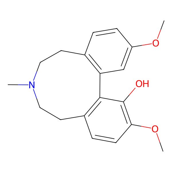 2D Structure of 4,16-Dimethoxy-10-methyl-10-azatricyclo[11.4.0.02,7]heptadeca-1(13),2(7),3,5,14,16-hexaen-3-ol