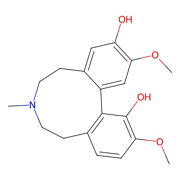 2D Structure of 4,16-Dimethoxy-10-methyl-10-azatricyclo[11.4.0.02,7]heptadeca-1(17),2(7),3,5,13,15-hexaene-3,15-diol