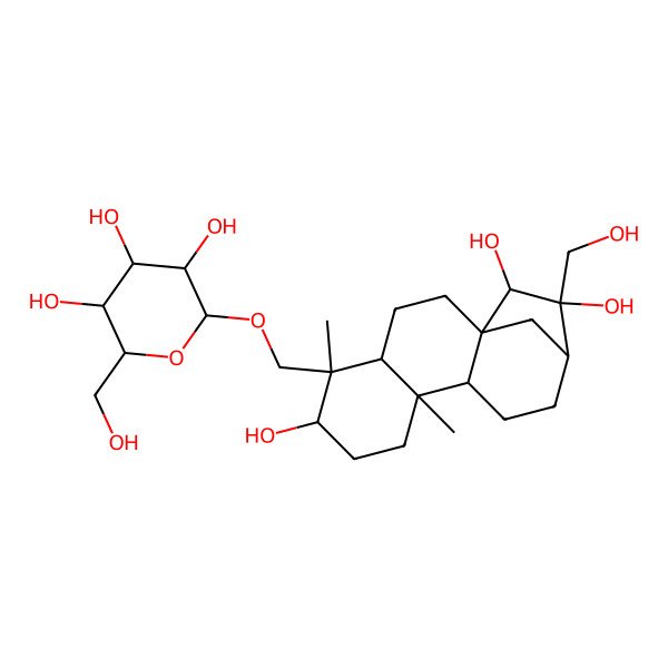 2D Structure of (2R,3S,4S,5R,6R)-2-(hydroxymethyl)-6-[[(1R,4S,5R,6R,9S,10S,13R,14R,15R)-6,14,15-trihydroxy-14-(hydroxymethyl)-5,9-dimethyl-5-tetracyclo[11.2.1.01,10.04,9]hexadecanyl]methoxy]oxane-3,4,5-triol