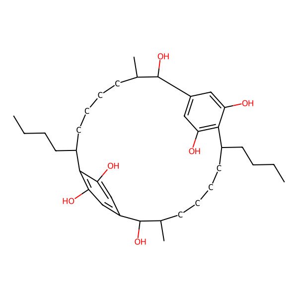 2D Structure of 8,19-Dibutyl-3,14-dimethyltricyclo[18.2.2.29,12]hexacosa-1(22),9,11,20,23,25-hexaene-2,10,13,21,24,26-hexol
