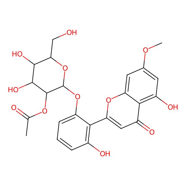2D Structure of [(2S,3R,4S,5S,6R)-4,5-dihydroxy-2-[3-hydroxy-2-(5-hydroxy-7-methoxy-4-oxochromen-2-yl)phenoxy]-6-(hydroxymethyl)oxan-3-yl] acetate
