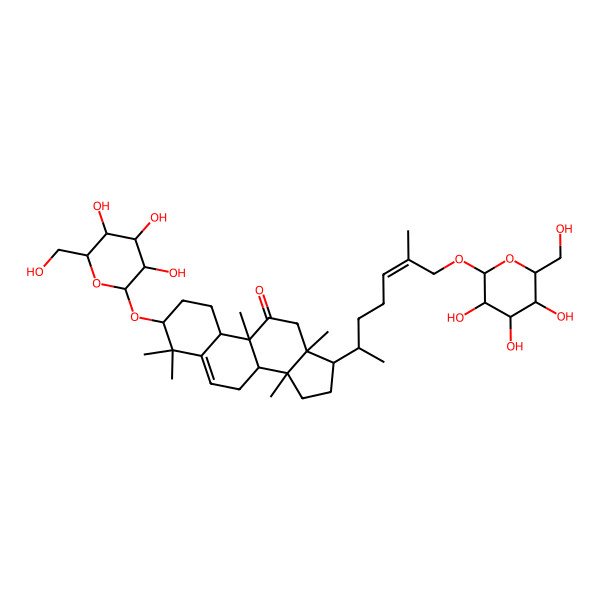 2D Structure of 4,4,9,13,14-Pentamethyl-17-[6-methyl-7-[3,4,5-trihydroxy-6-(hydroxymethyl)oxan-2-yl]oxyhept-5-en-2-yl]-3-[3,4,5-trihydroxy-6-(hydroxymethyl)oxan-2-yl]oxy-1,2,3,7,8,10,12,15,16,17-decahydrocyclopenta[a]phenanthren-11-one