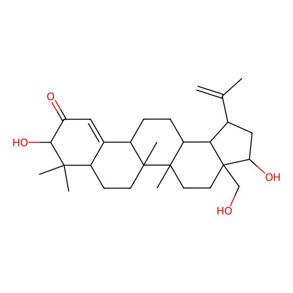 2D Structure of 3,9-Dihydroxy-3a-(hydroxymethyl)-5a,5b,8,8-tetramethyl-1-prop-1-en-2-yl-1,2,3,4,5,6,7,7a,9,11b,12,13,13a,13b-tetradecahydrocyclopenta[a]chrysen-10-one