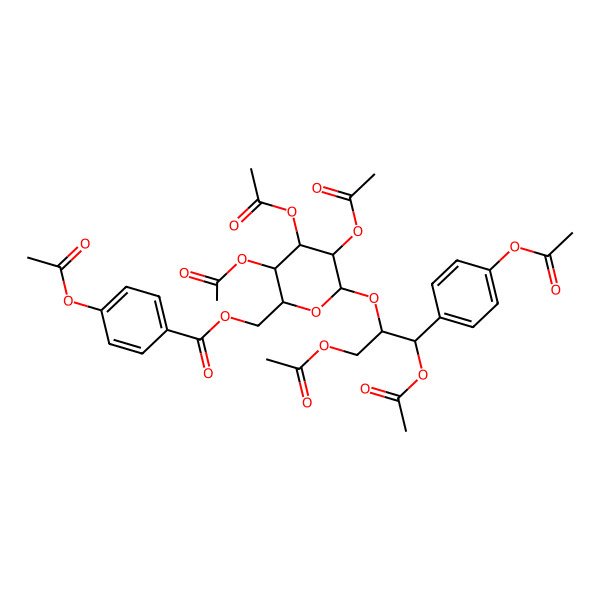 2D Structure of [(2R,3R,4S,5R,6R)-3,4,5-triacetyloxy-6-[(1R,2R)-1,3-diacetyloxy-1-(4-acetyloxyphenyl)propan-2-yl]oxyoxan-2-yl]methyl 4-acetyloxybenzoate
