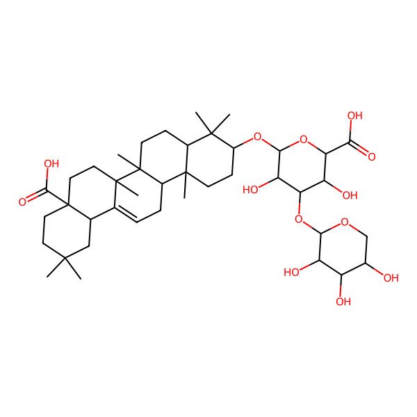 2D Structure of (2S,3S,4S,5R,6R)-6-[[(3S,4aR,6aR,6bS,8aS,12aR,14aR,14bR)-8a-carboxy-4,4,6a,6b,11,11,14b-heptamethyl-1,2,3,4a,5,6,7,8,9,10,12,12a,14,14a-tetradecahydropicen-3-yl]oxy]-3,5-dihydroxy-4-[(2S,3R,4S,5R)-3,4,5-trihydroxyoxan-2-yl]oxyoxane-2-carboxylic acid