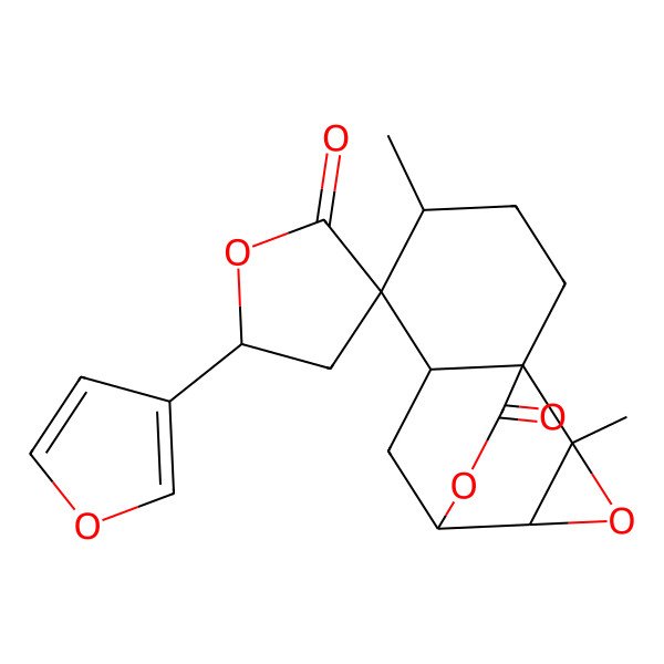 2D Structure of (1R,4S,5S,5'S,6S,8S,9R,11S)-5'-(furan-3-yl)-4,11-dimethylspiro[10,13-dioxatetracyclo[6.3.2.01,6.09,11]tridecane-5,3'-oxolane]-2',12-dione