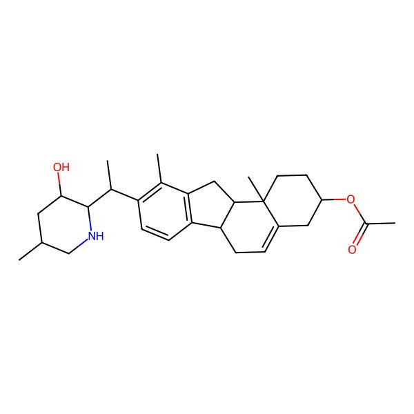 2D Structure of [(3S,6aR,11aS,11bR)-9-[(1S)-1-[(2S,3R,5S)-3-hydroxy-5-methylpiperidin-2-yl]ethyl]-10,11b-dimethyl-1,2,3,4,6,6a,11,11a-octahydrobenzo[a]fluoren-3-yl] acetate