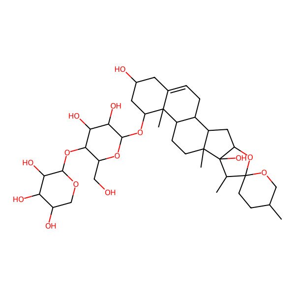 2D Structure of 2-[6-(8,16-Dihydroxy-5',7,9,13-tetramethylspiro[5-oxapentacyclo[10.8.0.02,9.04,8.013,18]icos-18-ene-6,2'-oxane]-14-yl)oxy-4,5-dihydroxy-2-(hydroxymethyl)oxan-3-yl]oxyoxane-3,4,5-triol