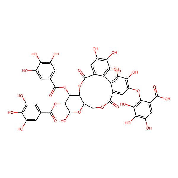 2D Structure of 2-[[3,4,5,13,22,23-Hexahydroxy-8,18-dioxo-11,12-bis[(3,4,5-trihydroxybenzoyl)oxy]-9,14,17-trioxatetracyclo[17.4.0.02,7.010,15]tricosa-1(23),2,4,6,19,21-hexaen-21-yl]oxy]-3,4,5-trihydroxybenzoic acid
