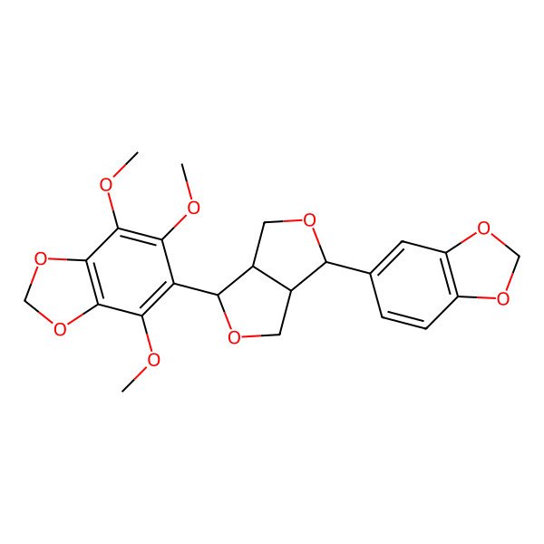 2D Structure of 5-[(3S,3aR,6S,6aR)-3-(1,3-benzodioxol-5-yl)-1,3,3a,4,6,6a-hexahydrofuro[3,4-c]furan-6-yl]-4,6,7-trimethoxy-1,3-benzodioxole