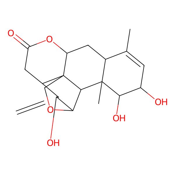 2D Structure of (1S,4R,5R,7S,11R,13S,16S,17S,18S,19R)-5,16,17-trihydroxy-14,18-dimethyl-6-methylidene-3,10-dioxapentacyclo[9.8.0.01,7.04,19.013,18]nonadec-14-en-9-one