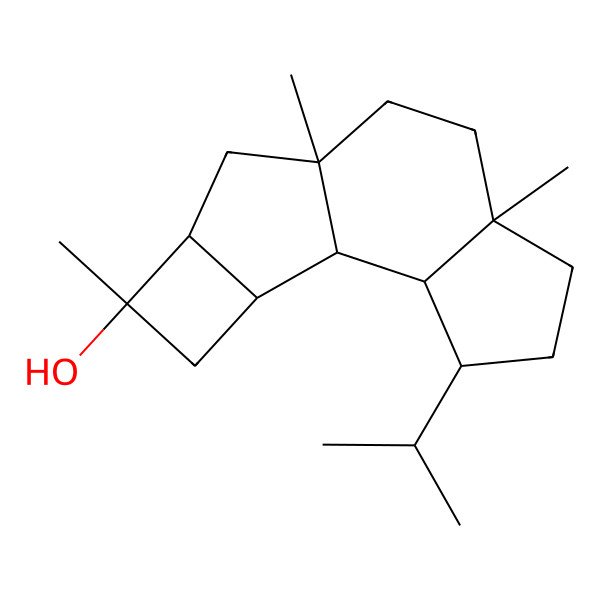 2D Structure of (1R,2R,3S,6R,9S,11R,12S,14S)-6,9,12-trimethyl-3-propan-2-yltetracyclo[7.5.0.02,6.011,14]tetradecan-12-ol