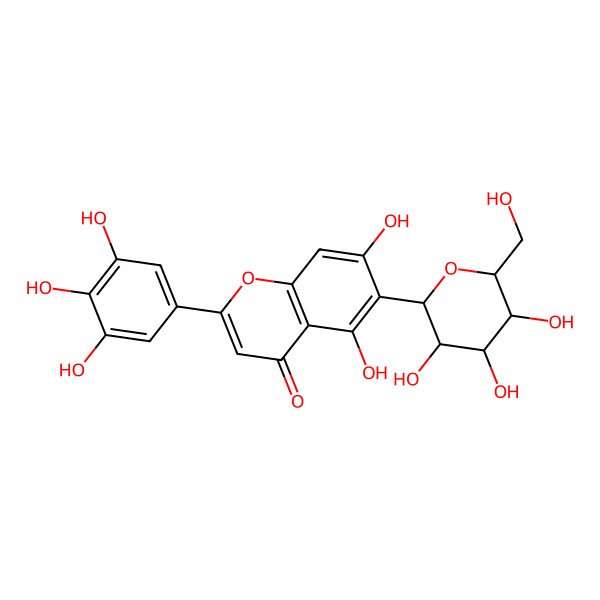 2D Structure of 5,7-Dihydroxy-6-[3,4,5-trihydroxy-6-(hydroxymethyl)oxan-2-yl]-2-(3,4,5-trihydroxyphenyl)chromen-4-one