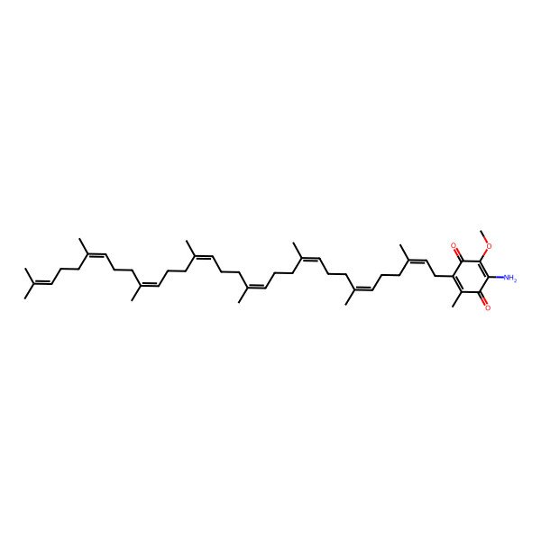 2D Structure of 2-amino-3-methoxy-6-methyl-5-[(2E,6E,10E,14E,18E,22E,26E)-3,7,11,15,19,23,27,31-octamethyldotriaconta-2,6,10,14,18,22,26,30-octaenyl]cyclohexa-2,5-diene-1,4-dione
