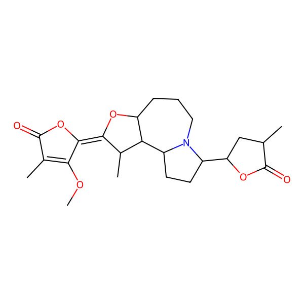2D Structure of 4-Methoxy-3-methyl-5-[3-methyl-11-(4-methyl-5-oxooxolan-2-yl)-5-oxa-10-azatricyclo[8.3.0.02,6]tridecan-4-ylidene]furan-2-one