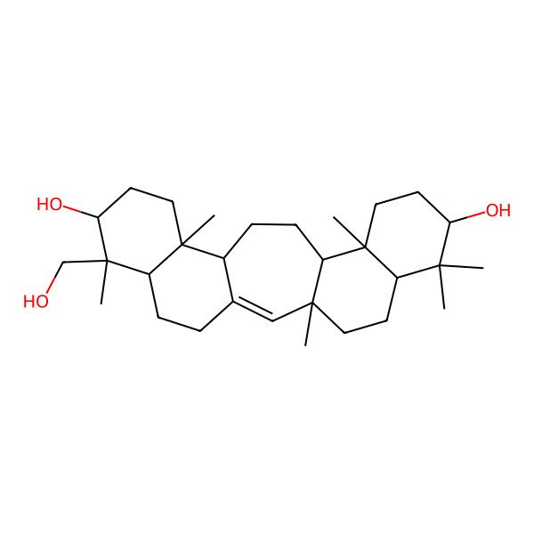 2D Structure of (3S,6R,8S,11R,12S,15S,16R,19R,20S,21R)-20-(hydroxymethyl)-3,7,7,11,16,20-hexamethylpentacyclo[13.8.0.03,12.06,11.016,21]tricos-1-ene-8,19-diol