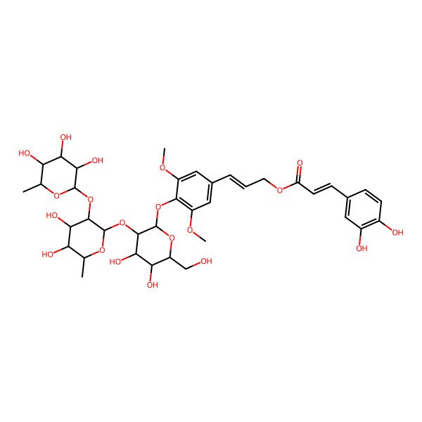 2D Structure of [(E)-3-[4-[(2S,4S,5S)-3-[4,5-dihydroxy-6-methyl-3-[(3S,4S,5S,6R)-3,4,5-trihydroxy-6-methyloxan-2-yl]oxyoxan-2-yl]oxy-4,5-dihydroxy-6-(hydroxymethyl)oxan-2-yl]oxy-3,5-dimethoxyphenyl]prop-2-enyl] (E)-3-(3,4-dihydroxyphenyl)prop-2-enoate