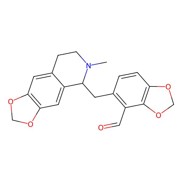 2D Structure of 5-[(6-methyl-7,8-dihydro-5H-[1,3]dioxolo[4,5-g]isoquinolin-5-yl)methyl]-1,3-benzodioxole-4-carbaldehyde