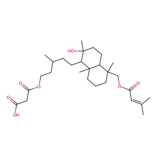 2D Structure of 3-[(3S)-5-[(1S,2S,4aS,5S,8aR)-2-hydroxy-2,5,8a-trimethyl-5-(3-methylbut-2-enoyloxymethyl)-3,4,4a,6,7,8-hexahydro-1H-naphthalen-1-yl]-3-methylpentoxy]-3-oxopropanoic acid