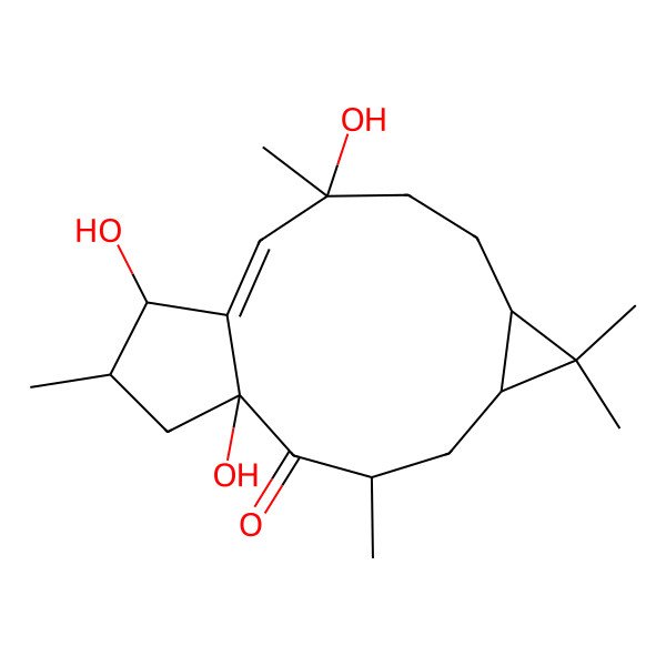 2D Structure of (1S,3R,5R,7S,10S,13R,14S)-1,10,13-trihydroxy-3,6,6,10,14-pentamethyltricyclo[10.3.0.05,7]pentadec-11-en-2-one