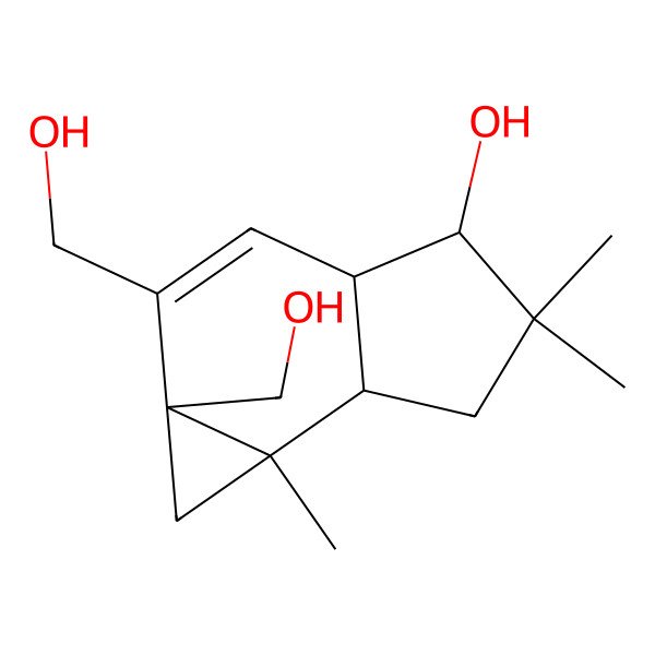 2D Structure of (1aS,3aS,4R,6aS,6bR)-1a,2-bis(hydroxymethyl)-5,5,6b-trimethyl-3a,4,6,6a-tetrahydro-1H-cyclopropa[e]inden-4-ol