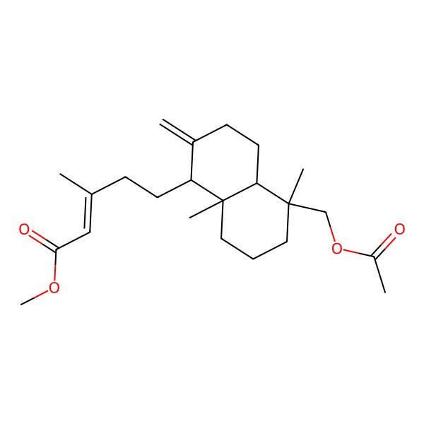 2D Structure of methyl 5-[5-(acetyloxymethyl)-5,8a-dimethyl-2-methylidene-3,4,4a,6,7,8-hexahydro-1H-naphthalen-1-yl]-3-methylpent-2-enoate
