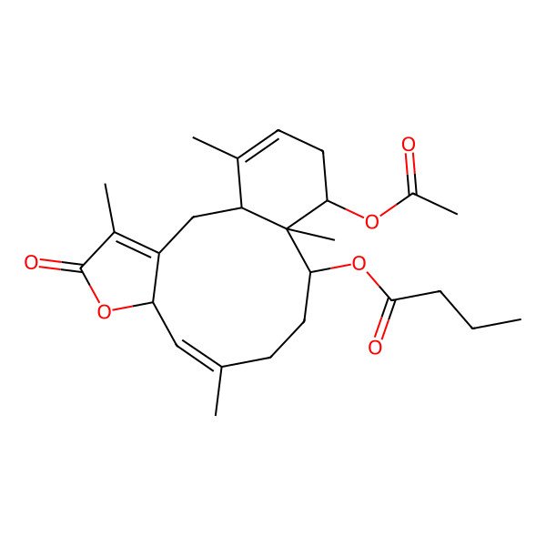 2D Structure of [(1S,7S,8Z,12S,13S,14S)-14-acetyloxy-4,9,13,17-tetramethyl-5-oxo-6-oxatricyclo[11.4.0.03,7]heptadeca-3,8,16-trien-12-yl] butanoate