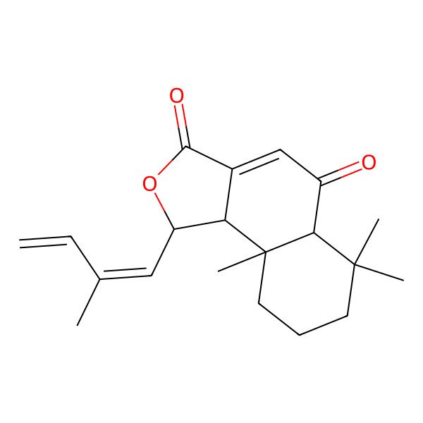 2D Structure of (1R,5aR,9aS,9bS)-6,6,9a-trimethyl-1-[(1E)-2-methylbuta-1,3-dienyl]-1,5a,7,8,9,9b-hexahydrobenzo[e][2]benzofuran-3,5-dione