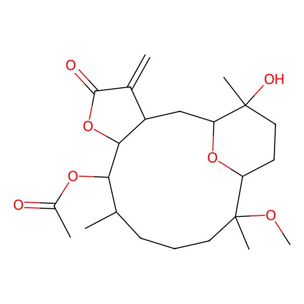2D Structure of [(1S,3S,7R,8R,9S,13S,14S,17R)-17-hydroxy-13-methoxy-9,13,17-trimethyl-4-methylidene-5-oxo-6,18-dioxatricyclo[12.3.1.03,7]octadecan-8-yl] acetate