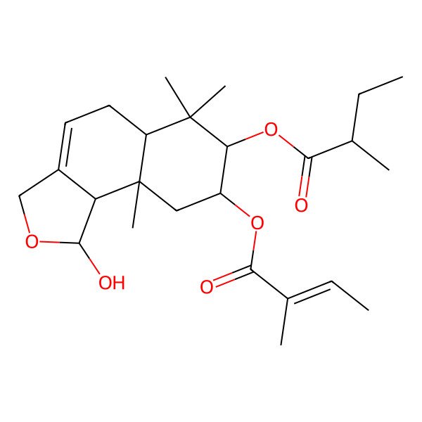 2D Structure of [1-Hydroxy-6,6,9a-trimethyl-8-(2-methylbut-2-enoyloxy)-1,3,5,5a,7,8,9,9b-octahydrobenzo[e][2]benzofuran-7-yl] 2-methylbutanoate