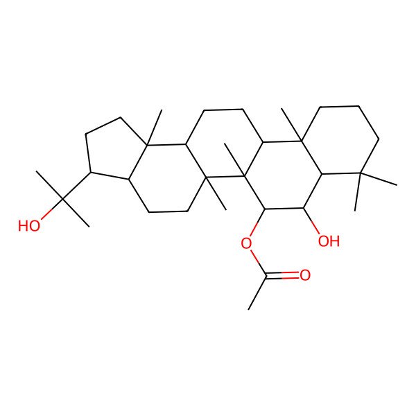 2D Structure of [7-Hydroxy-3-(2-hydroxypropan-2-yl)-5a,5b,8,8,11a,13b-hexamethyl-1,2,3,3a,4,5,6,7,7a,9,10,11,11b,12,13,13a-hexadecahydrocyclopenta[a]chrysen-6-yl] acetate