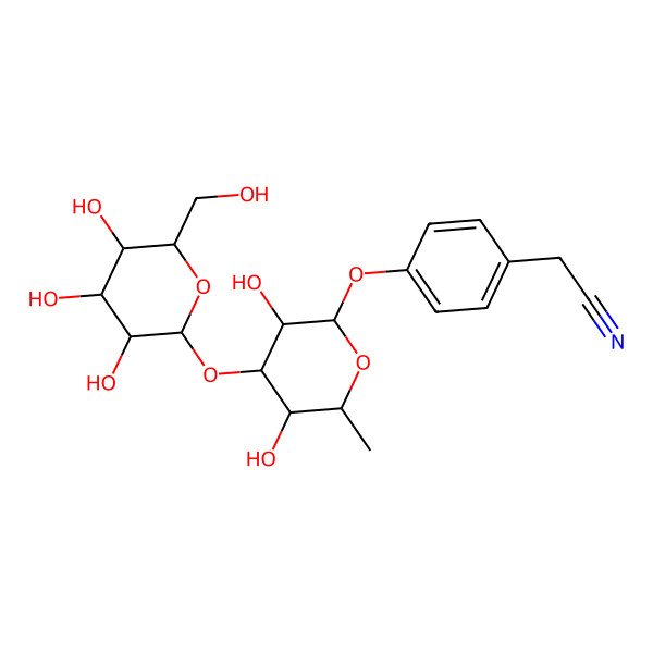 2D Structure of 2-[4-[3,5-Dihydroxy-6-methyl-4-[3,4,5-trihydroxy-6-(hydroxymethyl)oxan-2-yl]oxyoxan-2-yl]oxyphenyl]acetonitrile