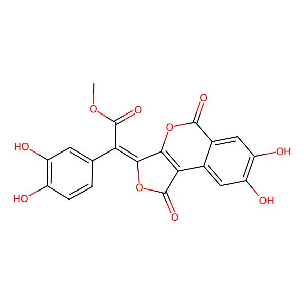 2D Structure of methyl (2E)-2-(7,8-dihydroxy-1,5-dioxofuro[3,4-c]isochromen-3-ylidene)-2-(3,4-dihydroxyphenyl)acetate