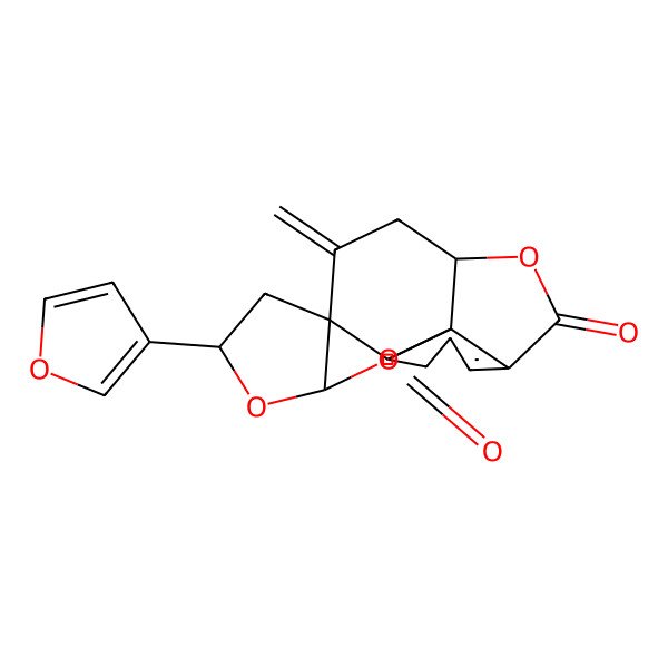 2D Structure of (1R,4S,11S,12R,15S,17R)-17-(furan-3-yl)-2-methylidene-5,14,16-trioxapentacyclo[9.7.0.01,15.04,12.07,12]octadec-7-ene-6,13-dione