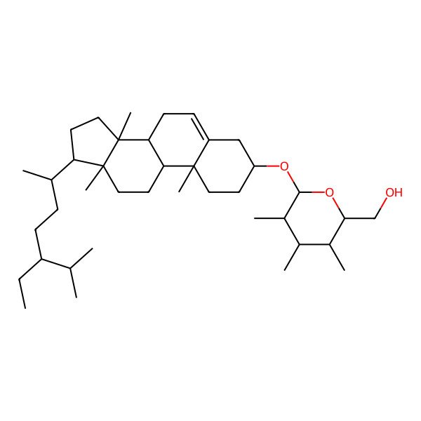 2D Structure of [(2S,3S,4S,5R,6R)-6-[[(3S,8R,9S,10R,13R,14S,17R)-17-[(2R,5S)-5-ethyl-6-methylheptan-2-yl]-10,13,14-trimethyl-1,2,3,4,7,8,9,11,12,15,16,17-dodecahydrocyclopenta[a]phenanthren-3-yl]oxy]-3,4,5-trimethyloxan-2-yl]methanol