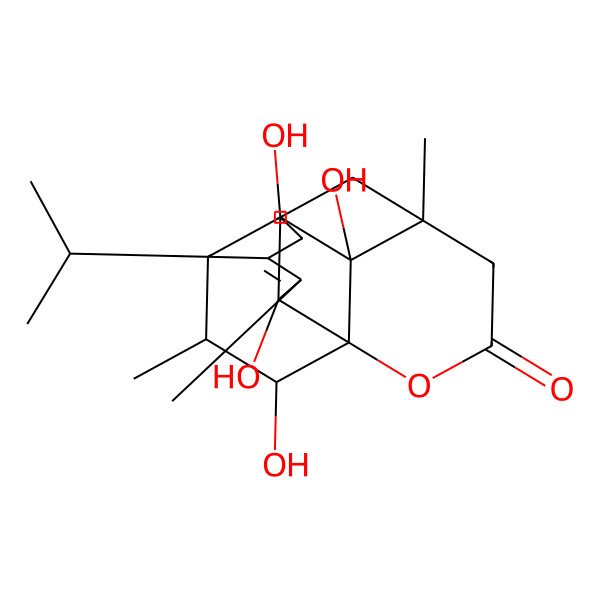 2D Structure of 2,6,9,13-Tetrahydroxy-3,8,12-trimethyl-4-propan-2-yl-14-oxatetracyclo[6.5.3.01,9.02,6]hexadec-3-en-15-one