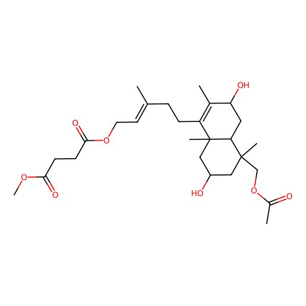 2D Structure of 4-O-[5-[5-(acetyloxymethyl)-3,7-dihydroxy-2,5,8a-trimethyl-3,4,4a,6,7,8-hexahydronaphthalen-1-yl]-3-methylpent-2-enyl] 1-O-methyl butanedioate