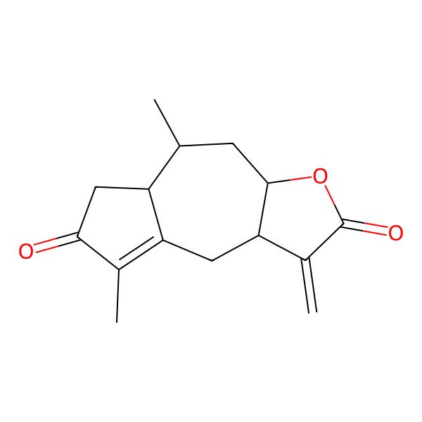 2D Structure of (3aS,5R,5aR,9aS)-5,8-dimethyl-1-methylidene-4,5,5a,6,9,9a-hexahydro-3aH-azuleno[6,5-b]furan-2,7-dione
