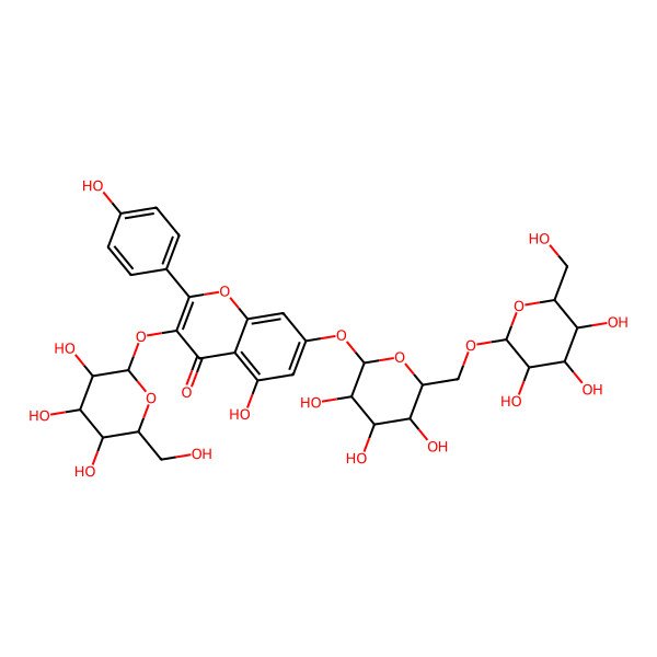 2D Structure of 5-hydroxy-2-(4-hydroxyphenyl)-3-[(2R,3R,4S,5S,6S)-3,4,5-trihydroxy-6-(hydroxymethyl)oxan-2-yl]oxy-7-[(2S,3S,4S,5S,6R)-3,4,5-trihydroxy-6-[[(2R,3R,4S,5S,6S)-3,4,5-trihydroxy-6-(hydroxymethyl)oxan-2-yl]oxymethyl]oxan-2-yl]oxychromen-4-one