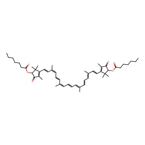 2D Structure of [(1R)-3-[(1Z,3E,5E,7E,9E,11E,13E,15E,17E)-18-[(4R)-4-heptanoyloxy-2,5,5-trimethyl-3-oxocyclopenten-1-yl]-3,7,12,16-tetramethyloctadeca-1,3,5,7,9,11,13,15,17-nonaenyl]-2,2,4-trimethyl-5-oxocyclopent-3-en-1-yl] heptanoate