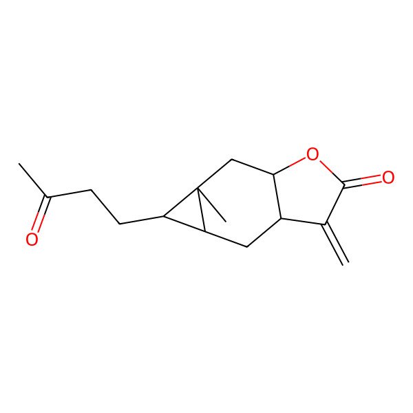 2D Structure of (3aS,4aR,5aR,6aR)-5a-methyl-3-methylidene-5-(3-oxobutyl)-3a,4,4a,5,6,6a-hexahydrocyclopropa[f][1]benzofuran-2-one