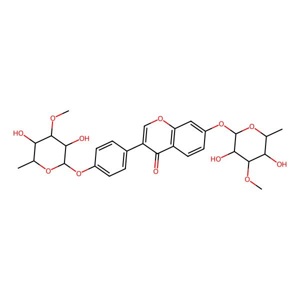 2D Structure of 7-(3,5-Dihydroxy-4-methoxy-6-methyloxan-2-yl)oxy-3-[4-(3,5-dihydroxy-4-methoxy-6-methyloxan-2-yl)oxyphenyl]chromen-4-one